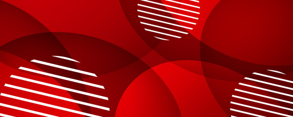 Poster - 3d red abstract background overlap layer on dark space with circles lines effect decoration. modern 