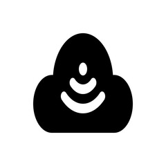 Poster - Black battery icon with a white square indicating low charge on a white background in a simple design style