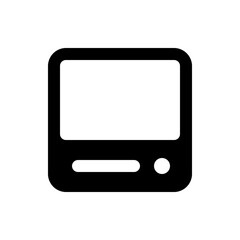 Poster - Illustration of a black game console character with a smiling face and waving arm on a white background