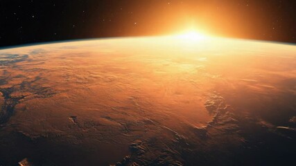 Poster - A sunrise over the horizon on earth with a beautiful sky and a clear atmosphere