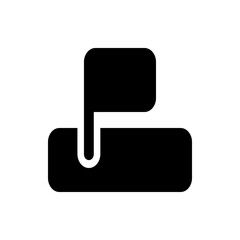 Poster - Black document icon with a folded corner and two horizontal lines representing text on a white background