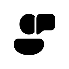 Poster - black rounded rectangle above a grid of black circles forming a square shape with interior divisions