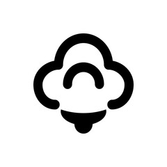 Poster - stylized cloud shape with rounded edges and a curved line inside, bottom part resembles a bell shape