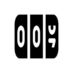 Poster - Illustration of a counter displaying the numbers zero zero and a stylized seven in black and white color