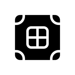 Poster - black square with rounded corners and a white grid inside, also white rounded corners on the outside