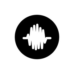 Poster - Illustration of a white sound wave pattern inside a black circle graphic design element on a white background
