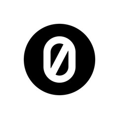 Poster - A bold black circle containing a white abstract shape with a diagonal line cutting through the center design