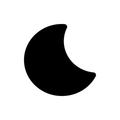 Poster - black crescent moon shape with a curved edge against a white background in a simple vector illustrat