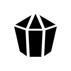 Poster - illustration of a black geometric crystal shape with triangular top and elongated body design elemen