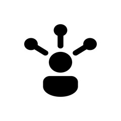 Poster - Black silhouette of a person with a round head and three connections extending outward from the head area
