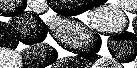 Poster - Engraved abstract pebble pattern for artistic design and decor