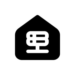 Poster - Illustration of a house shaped icon with a stylized tree inside in black and white color palette design