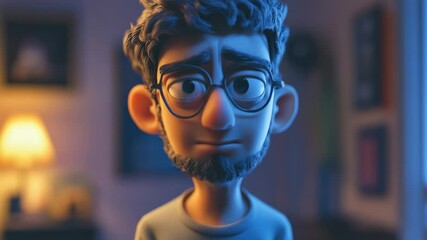 Poster -  man wearing glasses and a beard, suitable for illustrations and designs