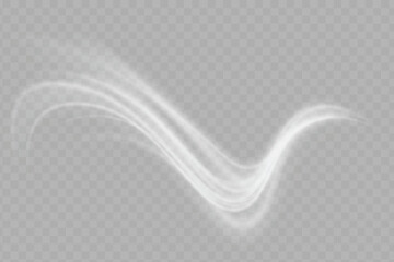 Poster - Visualization of air or water flow. Set of white air flow wave effects. vector png