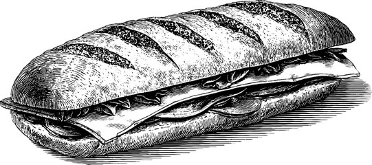  Engraved cuban sandwich illustration for culinary design and art projects