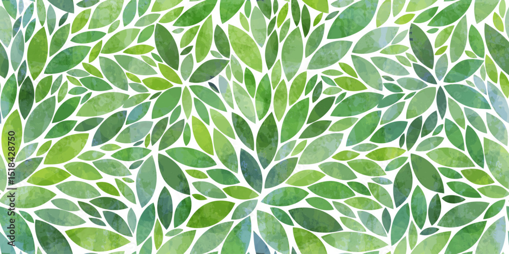 Leaves vector pattern. Green leaf watercolor seamless pattern. Leafs ...