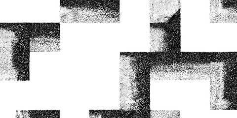 Poster - Engraved pixelated block pattern illustration for modern design and art projects