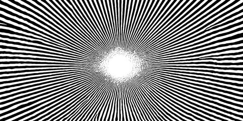 Poster - Vintage engraved sunbeam radial pattern design for creative decor