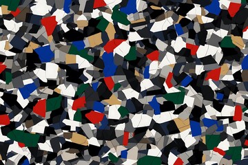 Poster - Geometric abstraction of colorful fragmented shapes