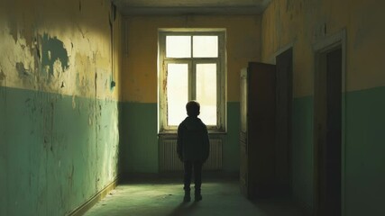 Aufkleber - A person stands near a window, possibly contemplating or looking outside