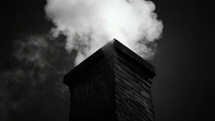 Aufkleber - A photo of a chimney with smoke billowing out, often used for illustrations about pollution or environmental issues