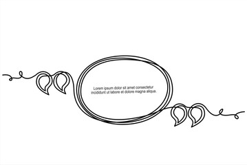 Poster - Quote continuous line in circle speech bubble with commas, quotation mark in talk, single drawing. Quote mark, freehand one line hand drawn style. Vector illustration.Editable stroke