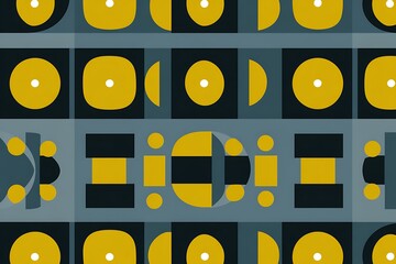 Poster - Geometric pattern of mustard and blue
