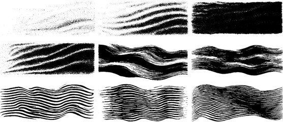 Poster - abstract heatwave distortion patterns engraved illustration set for creative design