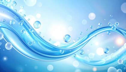Poster - Vibrant Abstract Scene with Swirling Blue Gel and Shimmering Bubbles