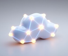 Leinwandbilder - A stylized cloud connected by glowing nodes and lines on a light colored background surface view
