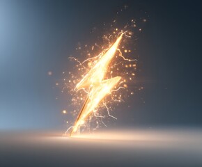 Leinwandbilder - A glowing lightning bolt emanating sparks on a smooth surface against a gradient blue background art