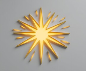 Leinwandbilder - A radiant starburst design featuring bright yellow light against a soft gray background surface view