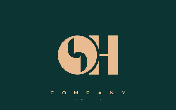 OH Abstract Geometric Logo Design. Modern and elegant logo design with simplistic typography elements, showcasing branding excellence.