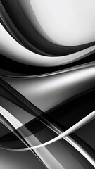 Poster - Abstract dynamic smooth curves in black and white with soft lighting, modern background or wallpaper, flowing lines and shapes