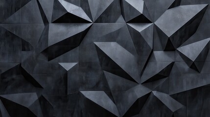 Poster - Abstract geometric black texture with sharp angles and facets.