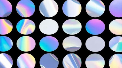 Poster - Abstract Circles Iridescent Colorful Rainbow Reflective on Black Background