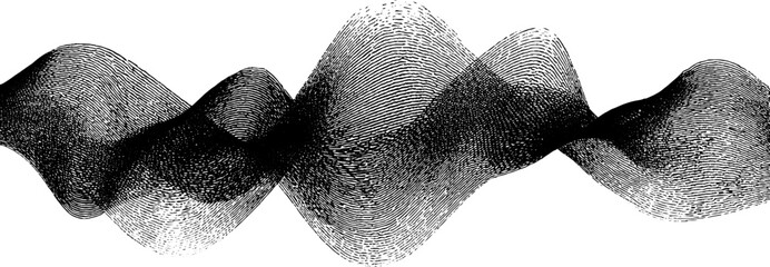 Poster - engraved wave interference pattern illustration for design and art projects