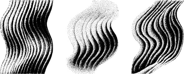 Poster - Engraved wave stripe patterns set for design and print projects