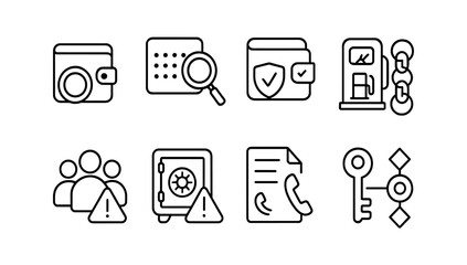 Poster - Security, privacy line icon set. safety, protection, access outline collection