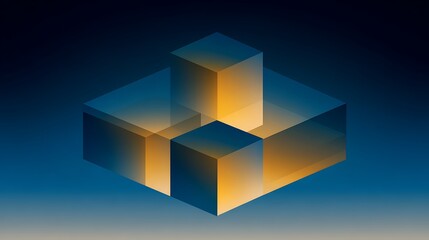 Aufkleber - Isometric cubes in gradient background abstraction
