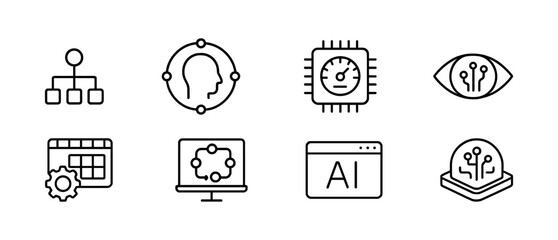 Poster - Tech and ai line icon set. technology, innovation, artificial intelligence