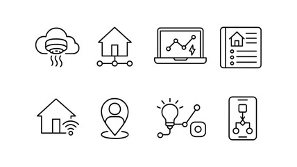 Poster - Smart home, security line icon set. technology, connectivity, automation symbols