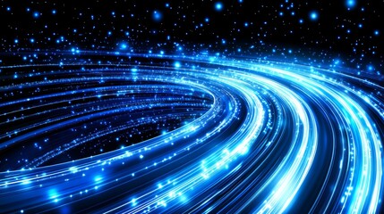 Wall Mural - abstract blurry blue waves are set against a dark background with bright spots, all while being comp