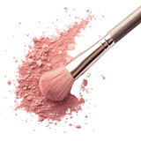 make up brush and powder close up pink powder blow png beauty tool close-up png cosmetic brush action png pink makeup dust png transparent background image