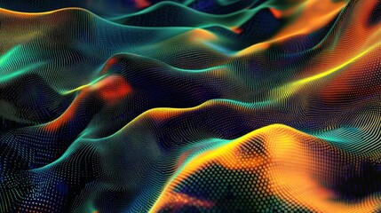 Poster - High tech futuristic technology abstract technology particle mesh style background