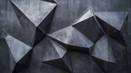 Poster - Abstract geometric black texture with sharp angles and facets.