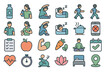 © MaxB - Wellness icons illustrating healthy habits and lifestyle choices for self-care and fitness routines