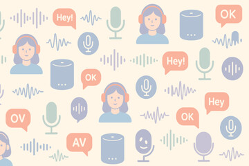 Poster - Digital communication design featuring voice interaction elements in a stylish, modern layout suitable for technology applications