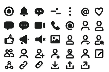 Poster - Collection of various communication and social media icons displayed on a neutral background