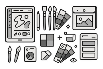 Poster - Digital art tools and design elements showcase creativity in modern illustration and graphic design